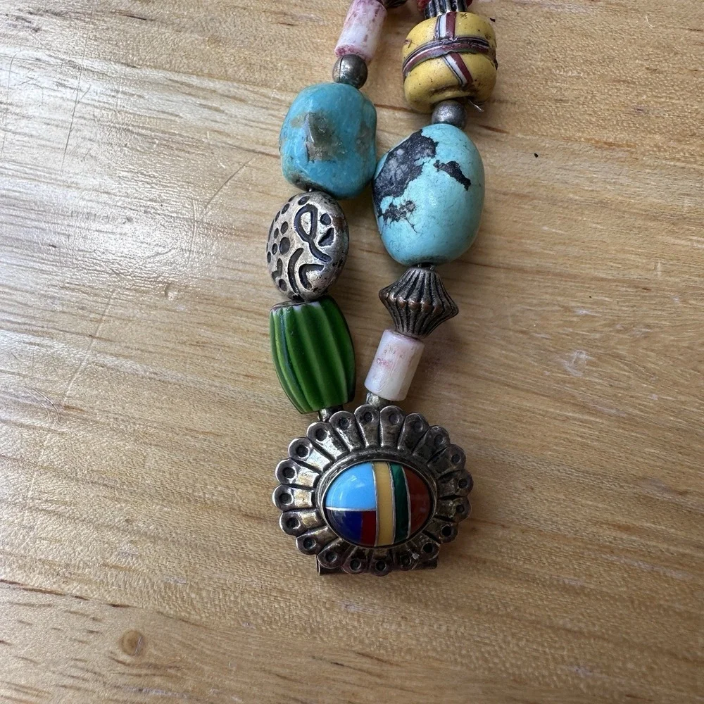 VTG Watchband 3.5 Inch Turquoise Stone Beads 925‎ Sterling Western Replacement